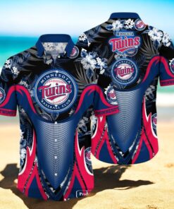 Personalized Name Minnesota Twins MLB Flower Black Luxury Summer Baseball For Sports Fans Hawaiian Shirt