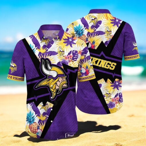 Personalized Name Minnesota Vikings NFL Flower Mix Black Summer Hawaiian Shirt