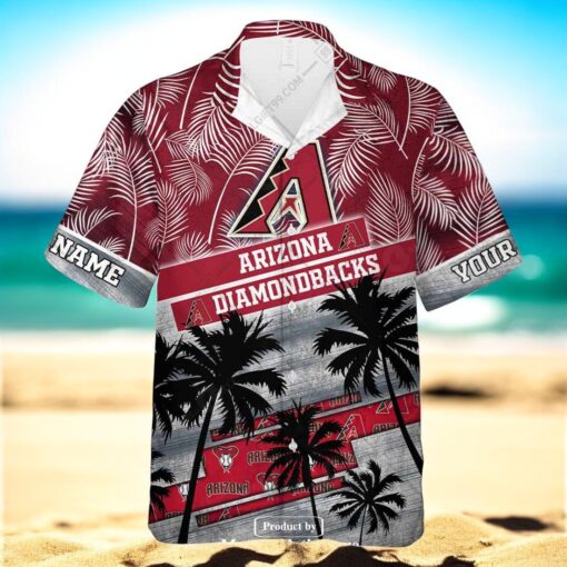 Personalized Name MLB Arizona Diamondbacks Palm Tree Hawaiian Shirt