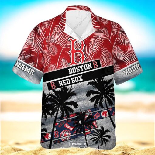 Personalized Name MLB Boston Red Sox Palm Tree Hawaiian Shirt