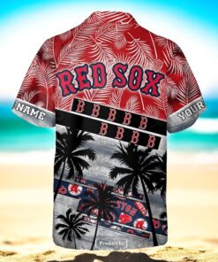 Personalized Name MLB Boston Red Sox Palm Tree Hawaiian Shirt Personalized Name MLB Boston Red Sox Palm Tree Hawaiian Shirt