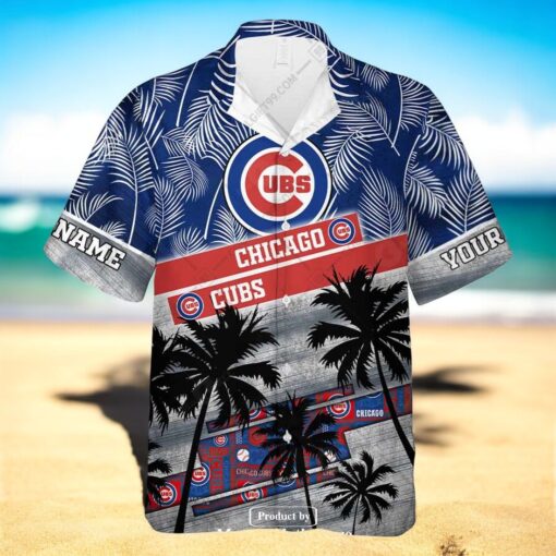 Personalized Name MLB Chicago Cubs Palm Tree Hawaiian Shirt