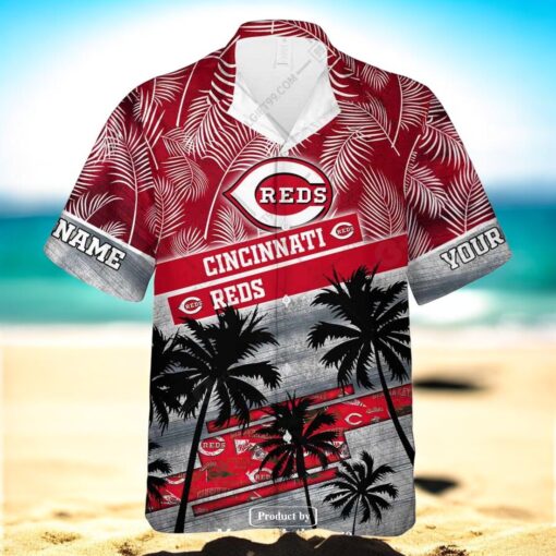 Personalized Name MLB Cincinnati Reds Palm Tree Hawaiian Shirt