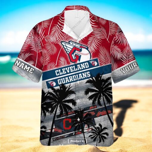 Personalized Name MLB Cleveland Guardians Palm Tree Hawaiian Shirt