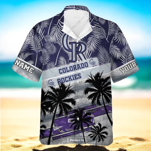 Personalized Name MLB Colorado Rockies Palm Tree Hawaiian Shirt