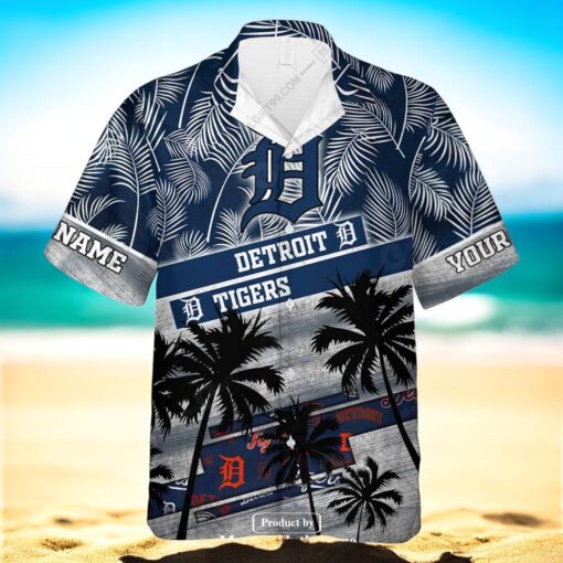 Personalized Name MLB Detroit Tigers Palm Tree Hawaiian Shirt