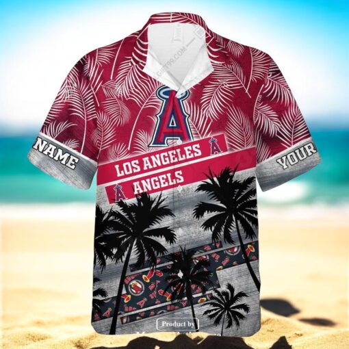 Personalized Name MLB Los Angeles Angels Palm Tree Hawaiian Shirt