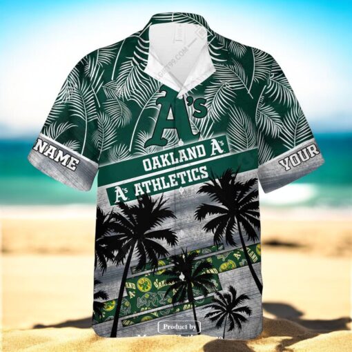 Personalized Name MLB Oakland Athletics Palm Tree Hawaiian Shirt