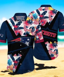 Personalized Name New England Patriots NFL Flower Mix Black Summer Hawaiian Shirt