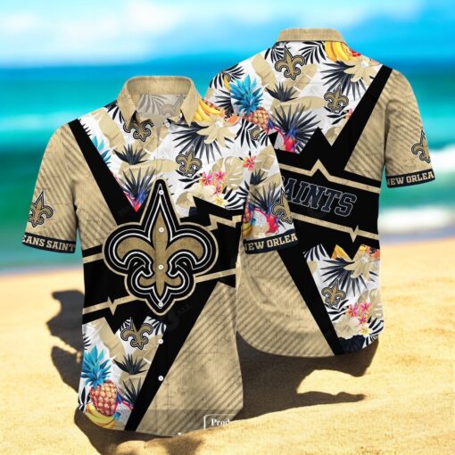 Personalized Name New Orleans Saints NFL Flower Mix Black Summer Hawaiian Shirt