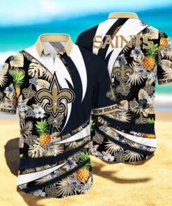 Personalized Name New Orleans Saints NFL Flower Pineapple Summer Hawaiian Shirt