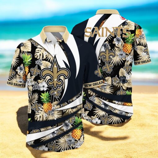 Personalized Name New Orleans Saints NFL Flower Pineapple Summer Hawaiian Shirt