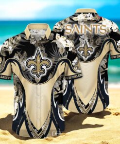 Personalized Name New Orleans Saints NFL Luxury Flower Summer Hawaiian Shirt