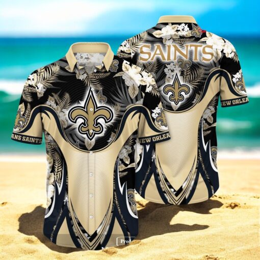 Personalized Name New Orleans Saints NFL Luxury Flower Summer Hawaiian Shirt