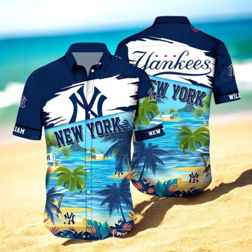 Personalized Name NEW YORK YANKEES Coconut Tree Beach Sports Team Hawaiian Shirt Basketball 3D Shirt
