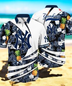 Personalized Name New York Yankees MLB Flower Pineapple Summer Baseball For Sports Fans Hawaiian Shirt