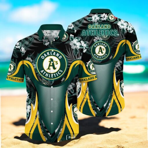 Personalized Name Oakland Athletics MLB Flower Black Luxury Summer Baseball For Sports Fans Hawaiian Shirt