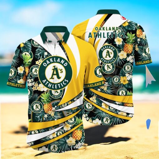 Personalized Name Oakland Athletics MLB Flower Pineapple Summer Baseball For Sports Fans Hawaiian Shirt