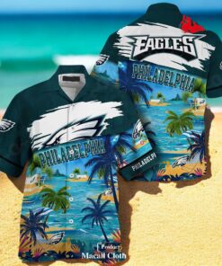 Personalized Name PHILADELPHIA EAGLES Coconut Tree Beach Sports Team Hawaiian Shirt NFL 3D Shirt