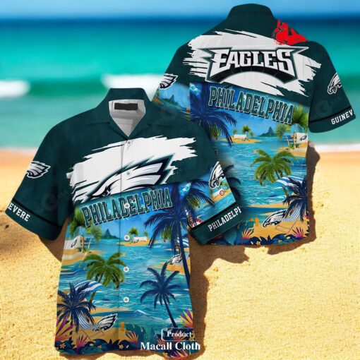 Personalized Name PHILADELPHIA EAGLES Coconut Tree Beach Sports Team Hawaiian Shirt NFL 3D Shirt