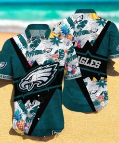 Personalized Name Philadelphia Eagles NFL Flower Mix Black Summer Hawaiian Shirt