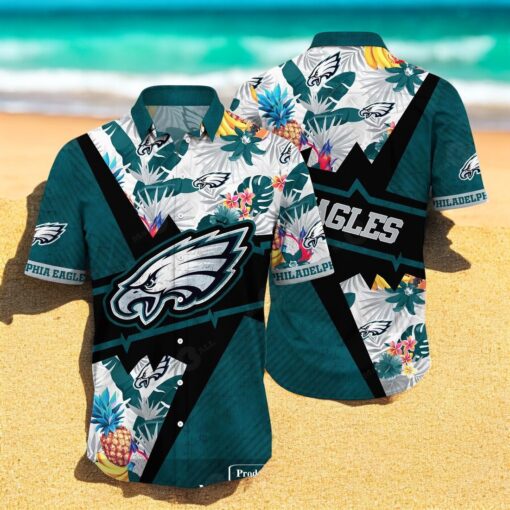 Personalized Name Philadelphia Eagles NFL Flower Mix Black Summer Hawaiian Shirt
