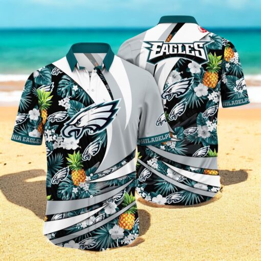 Personalized Name Philadelphia Eagles NFL Flower Pineapple Summer Hawaiian Shirt