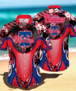 Personalized Name Philadelphia Phillies MLB Flower Black Luxury Summer Baseball For Sports Fans Hawaiian Shirt