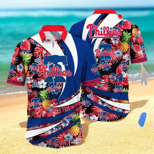 Personalized Name Philadelphia Phillies MLB Flower Pineapple Summer Baseball For Sports Fans Hawaiian Shirt