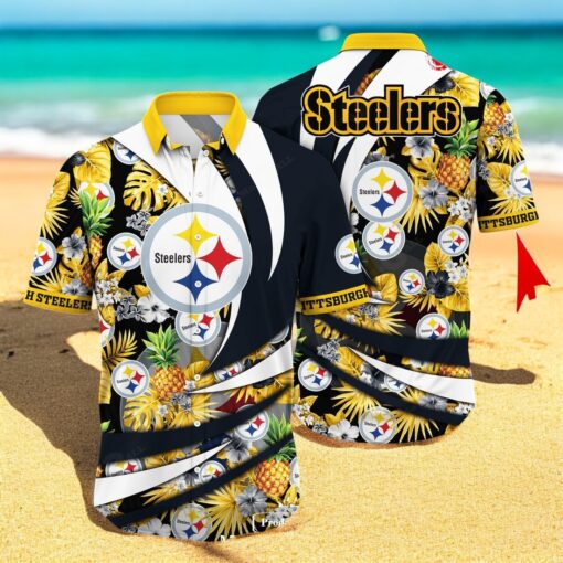 Personalized Name Pittsburgh Steelers NFL Flower Pineapple Summer Hawaiian Shirt