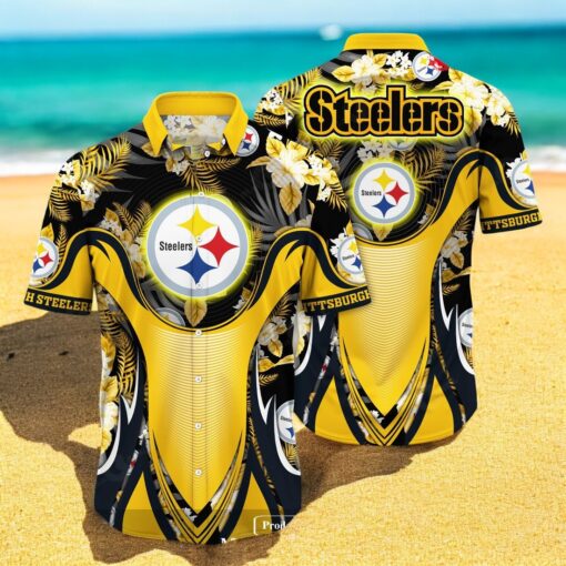 Personalized Name Pittsburgh Steelers NFL Luxury Flower Summer Hawaiian Shirt
