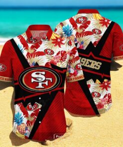 Personalized Name San Francisco 49ers NFL Flower Mix Black Summer Hawaiian Shirt