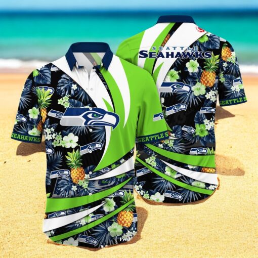 Personalized Name Seattle Seahawks NFL Flower Pineapple Summer Hawaiian Shirt