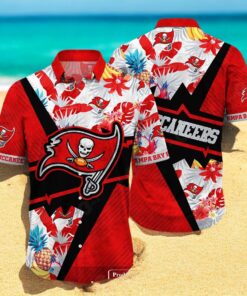 Personalized Name Tampa Bay Buccaneers NFL Mix Black Flower Summer Hawaiian Shirt Personalized Name Tampa Bay Buccaneers NFL Mix Black Flower Summer Hawaiian Shirt