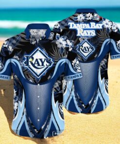 Personalized Name Tampa Bay Rays MLB Flower Black Luxury Summer Baseball For Sports Fans Hawaiian Shirt