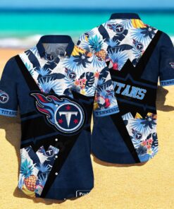 Personalized Name Tennessee Titans NFL Flower Mix Black Summer Hawaiian Shirt