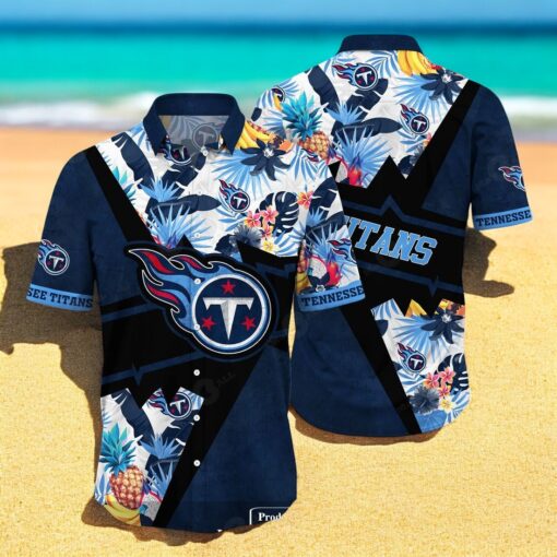 Personalized Name Tennessee Titans NFL Flower Mix Black Summer Hawaiian Shirt