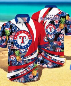 Personalized Name Texas Rangers MLB Flower Pineapple Summer Baseball For Sports Fans Hawaiian Shirt