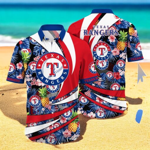 Personalized Name Texas Rangers MLB Flower Pineapple Summer Baseball For Sports Fans Hawaiian Shirt