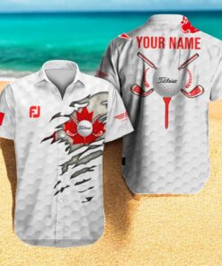 Personalized Name Titleist x Canada Flag Premium Golf White Design Hawaiian Shirt