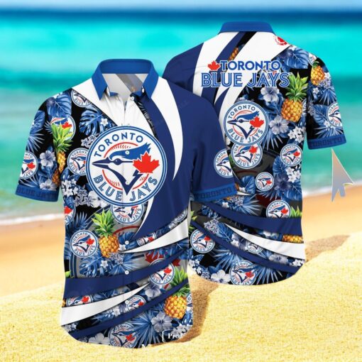 Personalized Name Toronto Blue Jays MLB Flower Pineapple Summer Baseball For Sports Fans Hawaiian Shirt