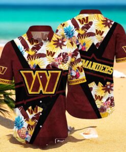 Personalized Name Washington Commanders NFL Flower Mix Black Summer Hawaiian Shirt