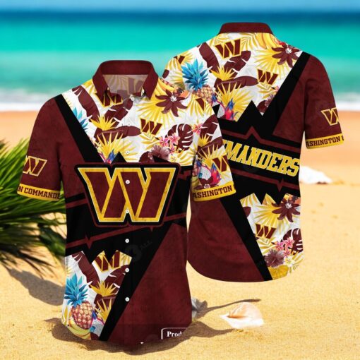 Personalized Name Washington Commanders NFL Flower Mix Black Summer Hawaiian Shirt