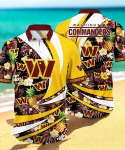 Personalized Name Washington Commanders NFL Flower Pineapple Summer Hawaiian Shirt