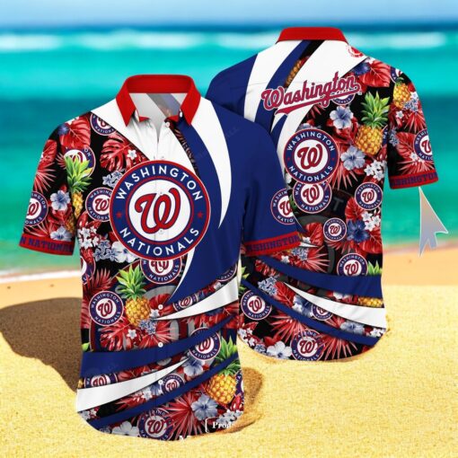 Personalized Name Washington Nationals MLB Flower Pineapple Summer Baseball For Sports Fans Hawaiian Shirt