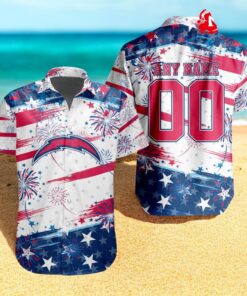 Personalized NFL Los Angeles Chargers Special Design For Independence Day 4th Of July Hawaiian Shirt