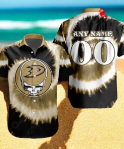 Personalized NHL Anaheim Ducks Special Grateful Dead TieDye Design Hawaiian Shirt