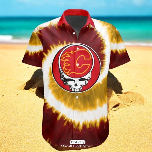 Personalized NHL Calgary Flames Special Grateful Dead TieDye Design Hawaiian Shirt