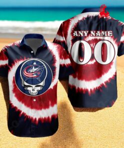 Personalized NHL Columbus Blue Jackets Special Grateful Dead TieDye Design Hawaiian Shirt Personalized NHL Columbus Blue Jackets Special Grateful Dead TieDye Design Hawaiian Shirt