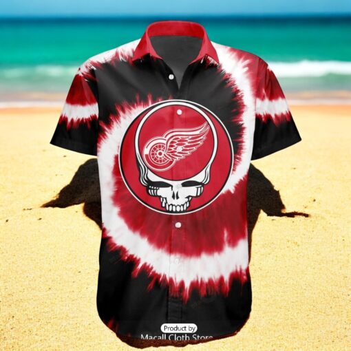 Personalized NHL Detroit Red Wings Special Grateful Dead TieDye Design Hawaiian Shirt